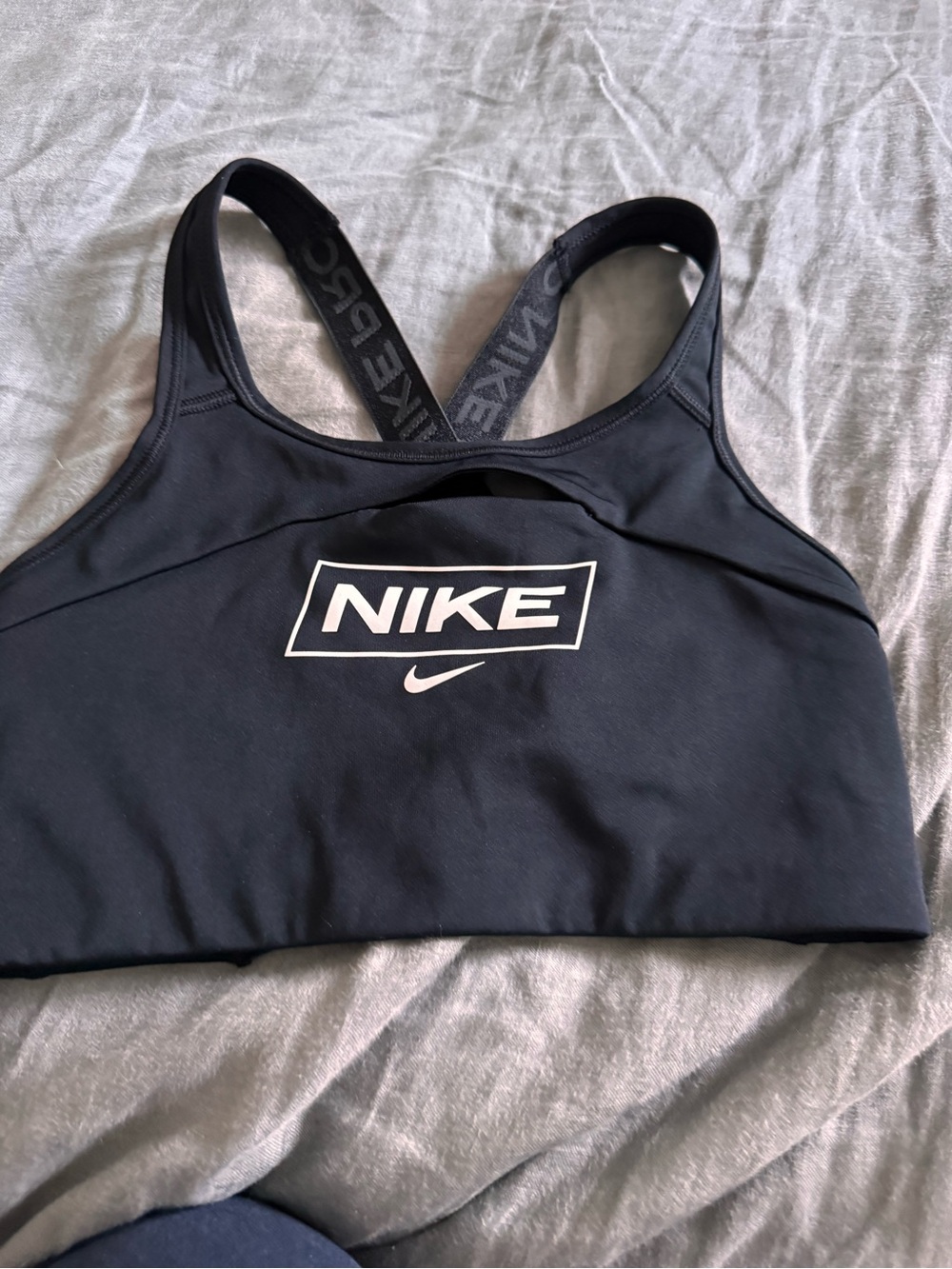Nike Black Sports Bra with White Logo